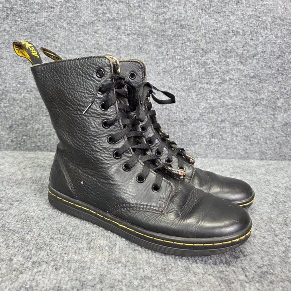 Doc Dr. Martens Stratford Womens Boots High Black Leather Floral Lining Size 8 - Picture 1 of 13